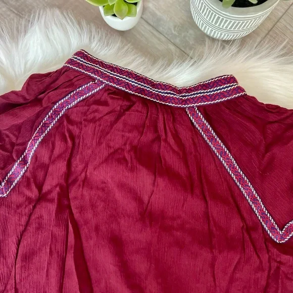 SUZANNE BETRO weekend | NWOT Maroon Embroidered Peasant Blouse (L) - Picture 10 of 10